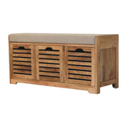 Shutter Shoe Bench, 3 Drawer - Oak - R&R Furniture Gallery (Fountain Valley, CA)