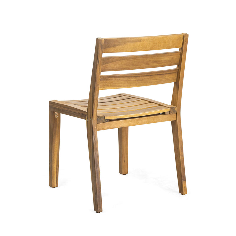 Outdoor 3-piece dining set with teak wood, includes table and two chairs, by Noble House for outdoor patio dining.