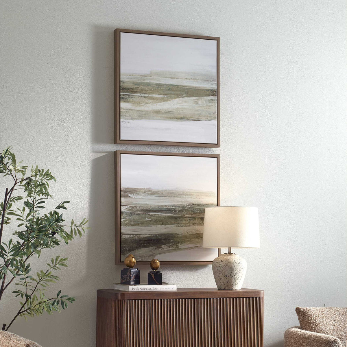 All Of A Sudden - Framed Canvases (Set of 2) - Black / Brown / Gray / Green