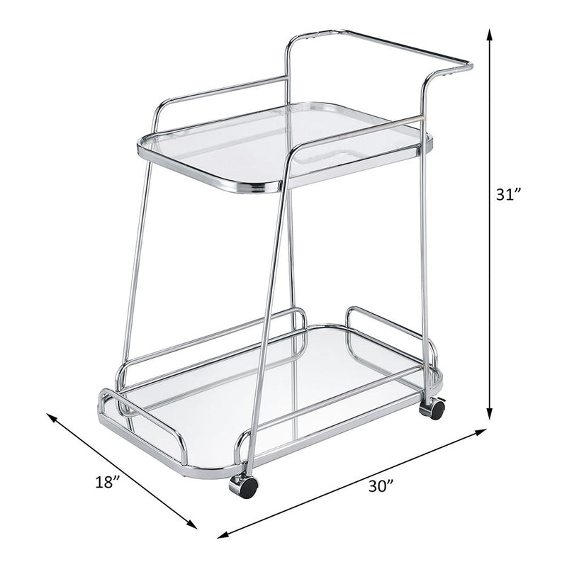 Aegis - Serving Cart - Clear Glass & Chrome - R&R Furniture Gallery (Fountain Valley, CA)