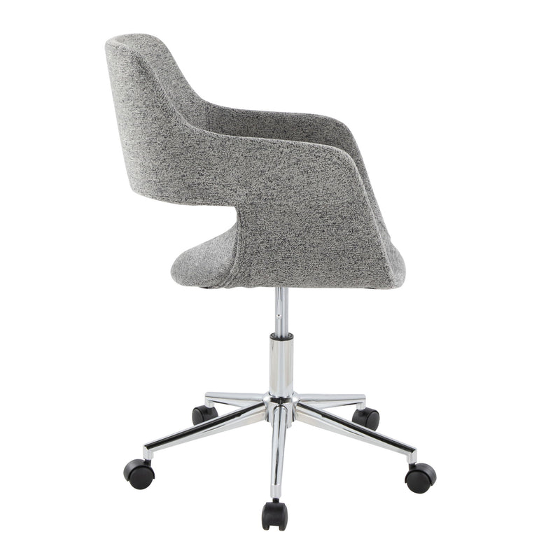 Lumi Source Margarite contemporary office task chair with black fabric seat and adjustable armrests, suitable for modern desks.