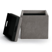 Rockwood - Upholstered Cube Storage Ottoman With Tray - R&R Furniture Gallery (Fountain Valley, CA)