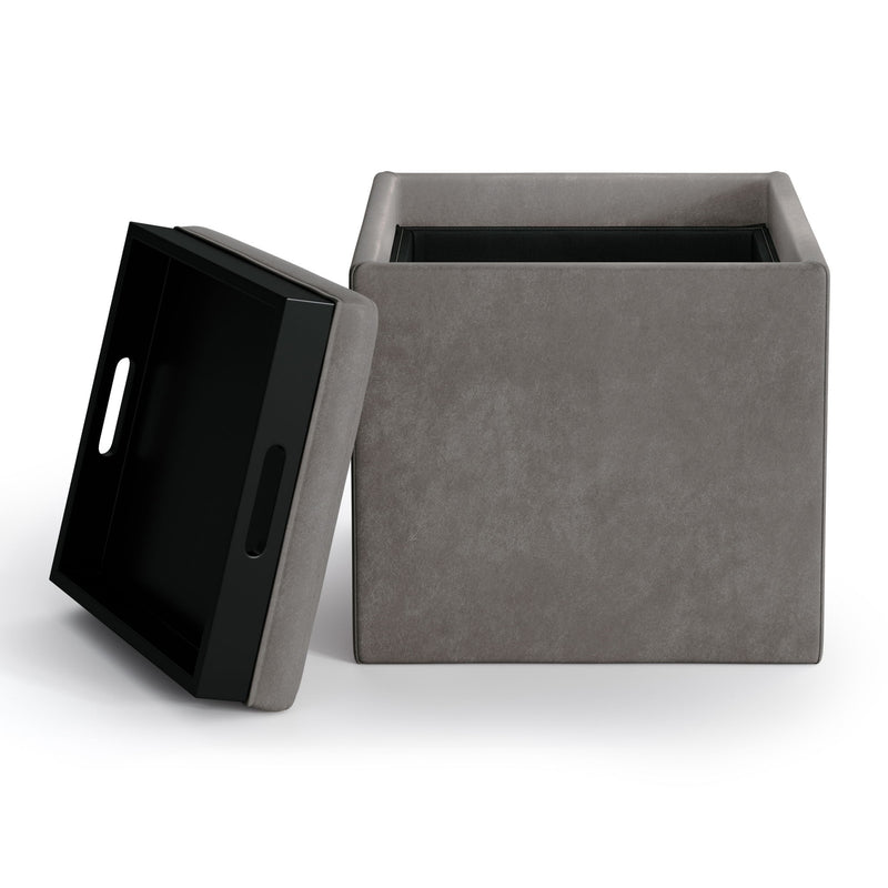 Rockwood - Upholstered Cube Storage Ottoman With Tray - R&R Furniture Gallery (Fountain Valley, CA)