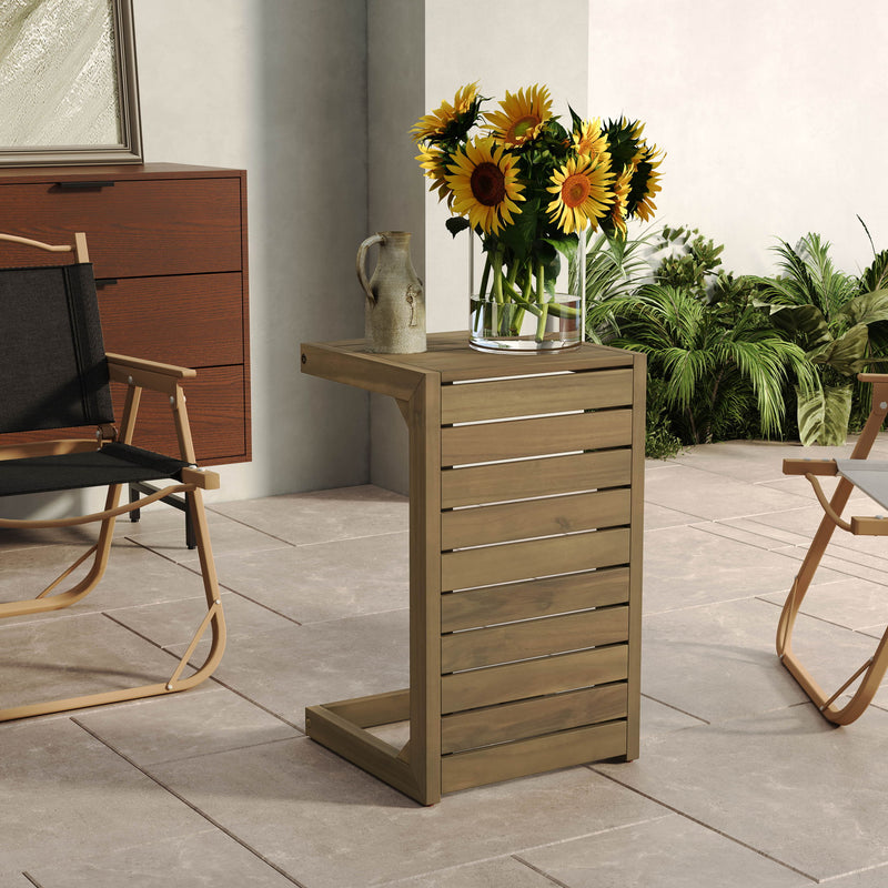 Aluminum Outdoor C - Shaped Side Table For Patio - R&R Furniture Gallery (Fountain Valley, CA)