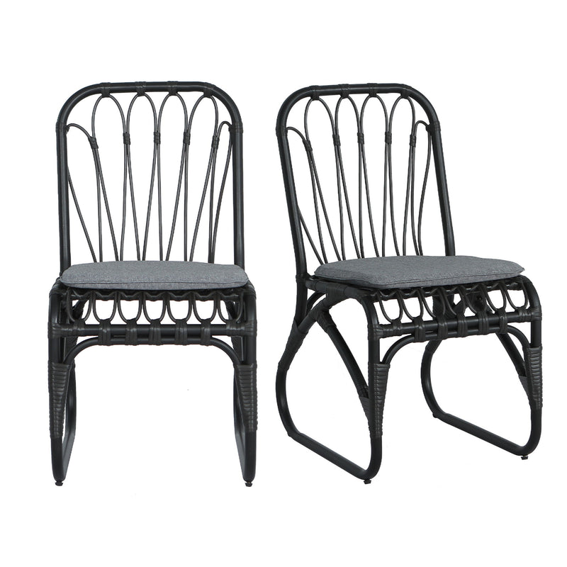 Outdoor Wicker Dining Chairs With Washable Cushion (Set of 2) - R&R Furniture Gallery (Fountain Valley, CA)