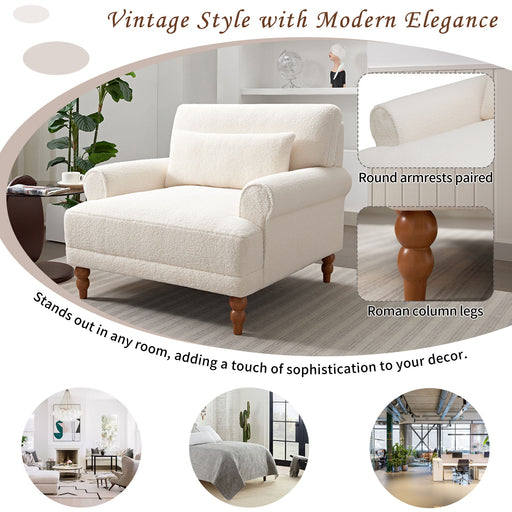 Elegant Circular Armrests, Ergonomic Lumbar Support, Vintage Roman Column Legs, Luxurious Large Size, Enhances Living Room Aesthetics, For Living Room, Bedroom And Study - R&R Furniture Gallery (Fountain Valley, CA)