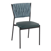 Set of two Lumi Source Tania braided contemporary chairs with woven seats and wooden legs, modern design for dining or living spaces.