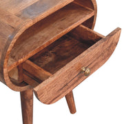 Circular Bedside Table With Open Slot - Caramel - R&R Furniture Gallery (Fountain Valley, CA)