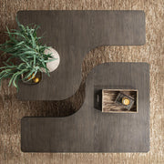 Classic Home Melina coffee table with a sleek wooden top and modern design, perfect for living room decor.