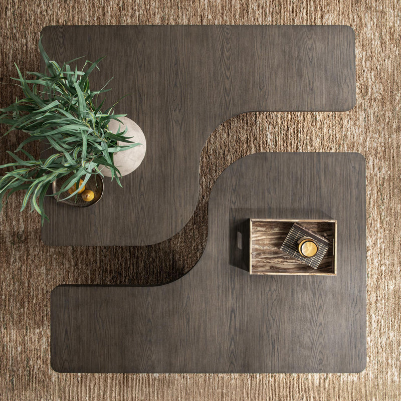 Classic Home Melina coffee table with a sleek wooden top and modern design, perfect for living room decor.