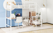 Loft Bed With Desk And Grid, Stylish Frame With Lateral Storage Ladder And Wardrobe - R&R Furniture Gallery (Fountain Valley, CA)