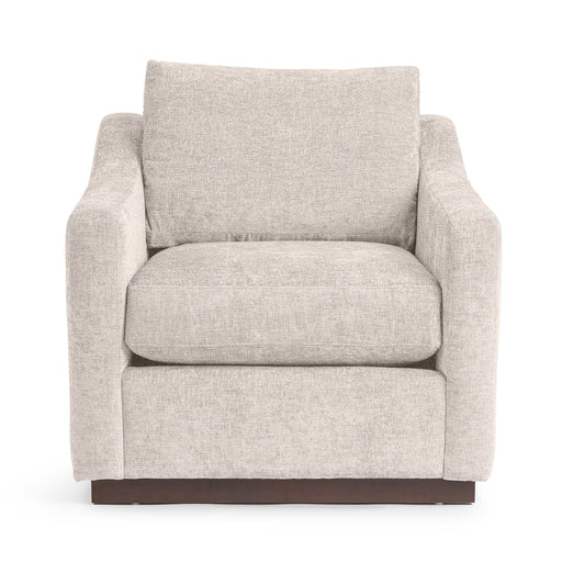 Classic Home Aspen accent arm chair with plush fabric upholstery and wooden legs, designed for stylish living spaces.