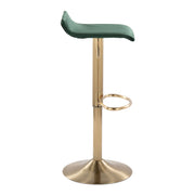 Set of two Lumi Source Ale contemporary adjustable height barstools with swivel seats and oval footrests, designed for modern bar areas.