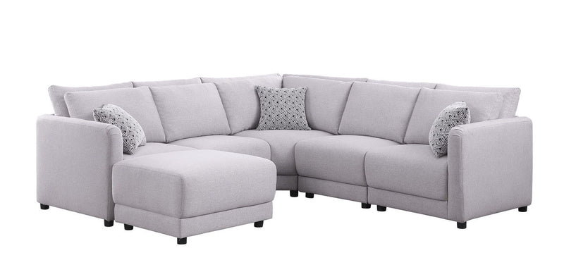 Penelope - Fabric Reversible Modular Sectional Sofa With Ottoman And Pillows - R&R Furniture Gallery (Fountain Valley, CA)