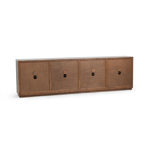 Blue washed Malibu 8-door buffet cabinet by Classic Home with wooden finish and spacious storage compartments.