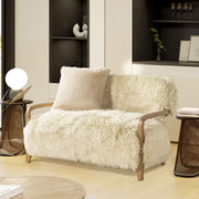 Enchante - Sheepskin Accent Loveseat - Taupe / Natural - R&R Furniture Gallery (Fountain Valley, CA)
