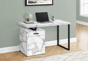 Computer Desk, Home Office, Laptop, Left, Right Set-Up, Storage Drawers, Work, Marble Look Laminate, Contemporary, Modern - White - R&R Furniture Gallery (Fountain Valley, CA)