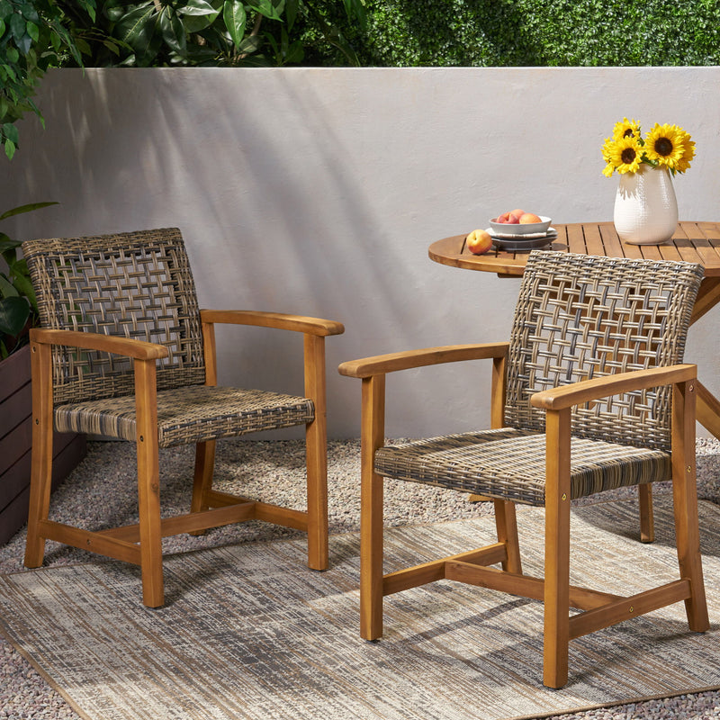 Outdoor Dining Chair Acacia Wood Frame (Set of 2) - R&R Furniture Gallery (Fountain Valley, CA)