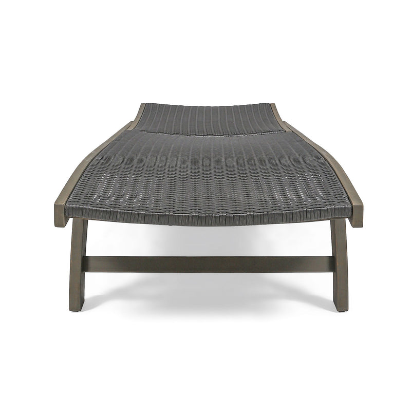 Outdoor Chaise Lounge With Pull Out Tray And Wicker Seat - Gray - R&R Furniture Gallery (Fountain Valley, CA)