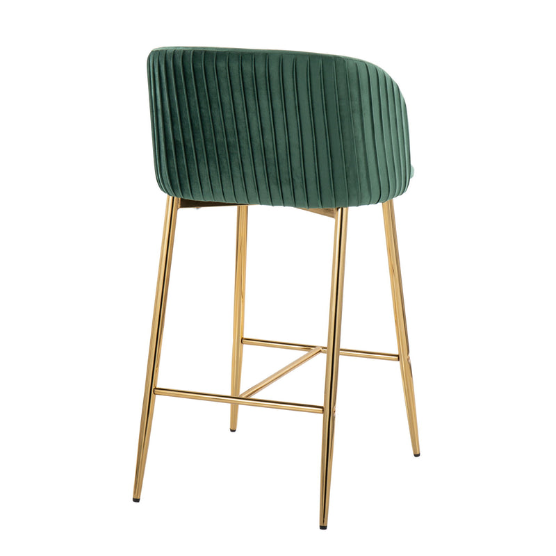Lumi Source Fran set of 2 contemporary pleated counter stools with fixed height, stylish design for modern kitchen or bar area.