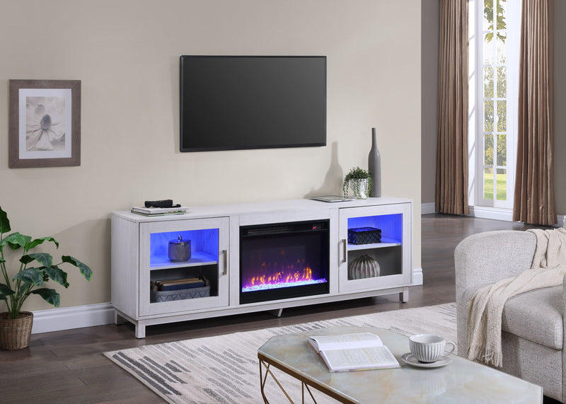 Summit - TV Stand Console With Fireplace - White Walnut Finish - R&R Furniture Gallery (Fountain Valley, CA)