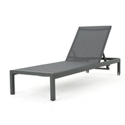 Noble House outdoor patio chaise lounge with five reclining positions, cushioned seat, and sturdy frame for relaxing outdoors.