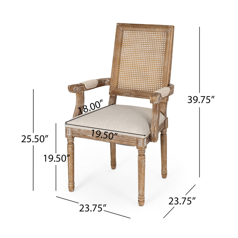 Elegant French Country Style Dining Chair With Cane Backrest - R&R Furniture Gallery (Fountain Valley, CA)
