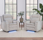 Parker Living Armstrong power recliner massage chair with heat, auto-glide, and built-in massage features in a modern design.