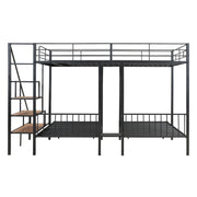 Full Over Twin-Twin Triple Bunk Bed With Drawers And Staircase - Black - R&R Furniture Gallery (Fountain Valley, CA)
