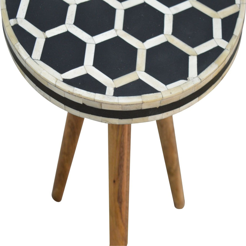 Inlay Bone Tripod Stool - Beige / White - R&R Furniture Gallery (Fountain Valley, CA)