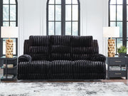 Rhine Falls - Reclining Power Sofa With Drop Down Table - Onyx - R&R Furniture Gallery (Fountain Valley, CA)