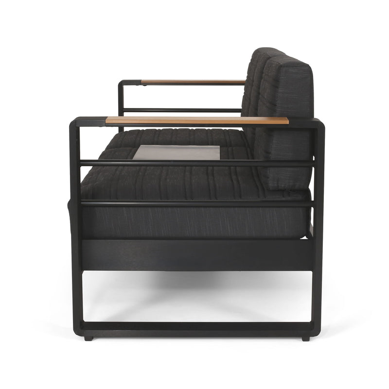 Giovanna - 3 Seater Sofa With Aluminum Frame And Water Repellence Cushions - Black - R&R Furniture Gallery (Fountain Valley, CA)