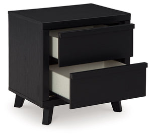 Danziar - Two Drawer Night Stand - Black - R&R Furniture Gallery (Fountain Valley, CA)