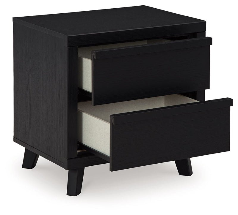 Danziar - Two Drawer Night Stand - Black - R&R Furniture Gallery (Fountain Valley, CA)