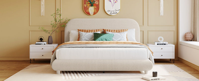 Upholstered Platform Bed With Thick Solid Frame And Stylish Curve-Shaped Design - R&R Furniture Gallery (Fountain Valley, CA)