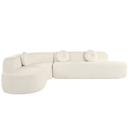 Extra Large Sectional Sofa Soft Fabric Upholstery, Elegant Curved Design With 3 Round Cushions, High - Resilience Foam For Ultimate Comfort - Beige - R&R Furniture Gallery (Fountain Valley, CA)