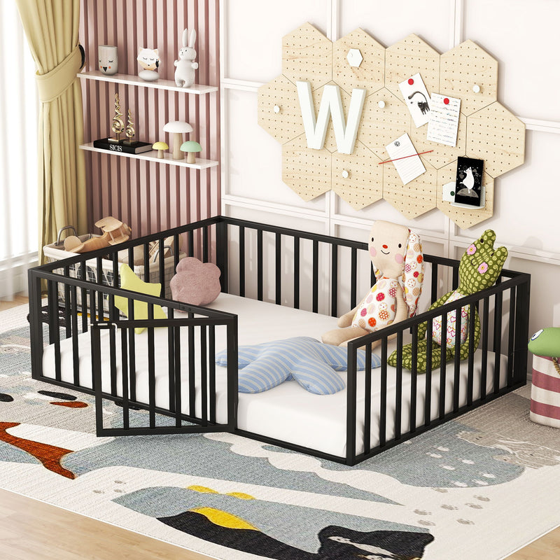 Metal Floor Bed Frame With Fence And Door - R&R Furniture Gallery (Fountain Valley, CA)