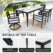 Modern Outdoor Patio Dining Set With Table And Chairs With Sunbrella Cushions - R&R Furniture Gallery (Fountain Valley, CA)