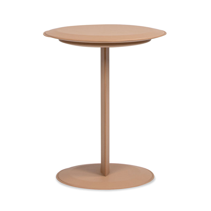 Mode - Leatherette Round C-Shaped Sofa Side Table - Saddle Brown - R&R Furniture Gallery (Fountain Valley, CA)