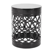 Set of two Noble House Delight powder-coated iron end tables with modern black finish and sleek round design.