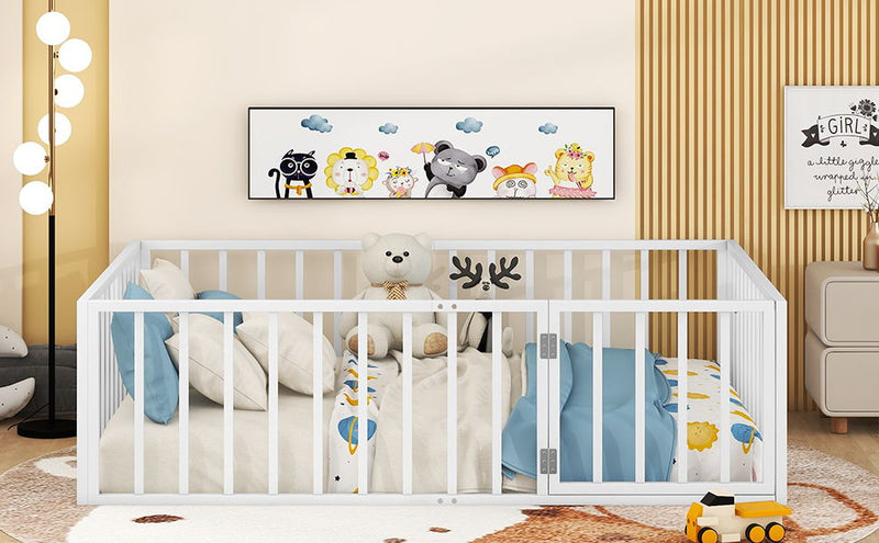 Metal Floor Bed Frame With Fence And Door - R&R Furniture Gallery (Fountain Valley, CA)