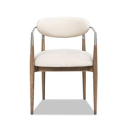 Artemis - Mixed Material Upholstered Dining Arm Chair - Warm White - R&R Furniture Gallery (Fountain Valley, CA)