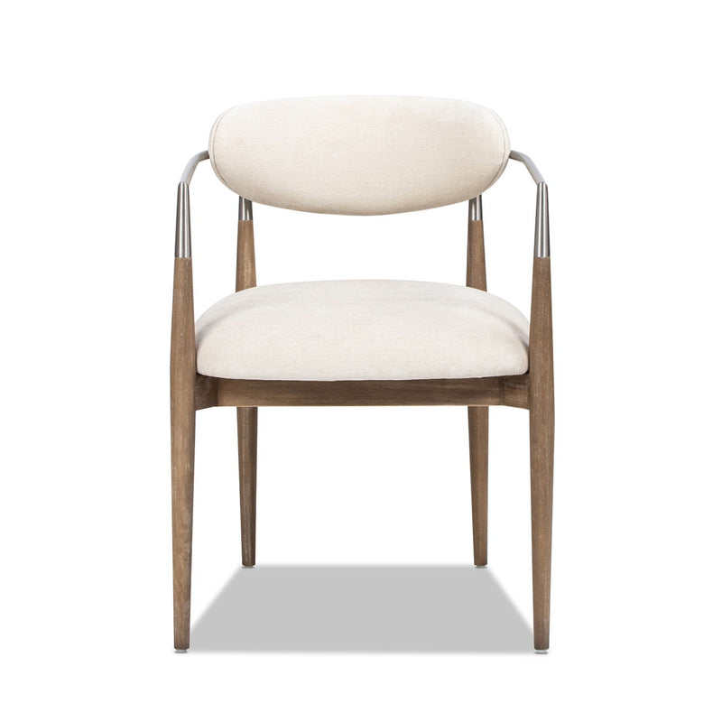 Artemis - Mixed Material Upholstered Dining Arm Chair - Warm White - R&R Furniture Gallery (Fountain Valley, CA)