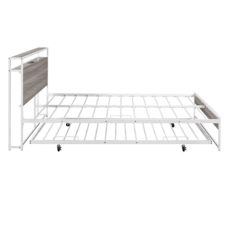 Platform Bed Frame With Trundle, USB Ports And Slat Support, No Box Spring Needed - R&R Furniture Gallery (Fountain Valley, CA)