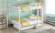 DreamHaus steel construction bunk bed with sturdy frame and twin upper and lower sleeping areas in a modern bedroom setting.