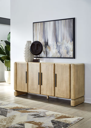 Nia Four Door Acacia Wood Sideboard in Lioness