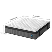 14" King Hybrid Mattress, Memory Foam & Pocket Spring Bed, Cooling, Pressure Relief, Back & Hip Support - Gray / White - R&R Furniture Gallery (Fountain Valley, CA)