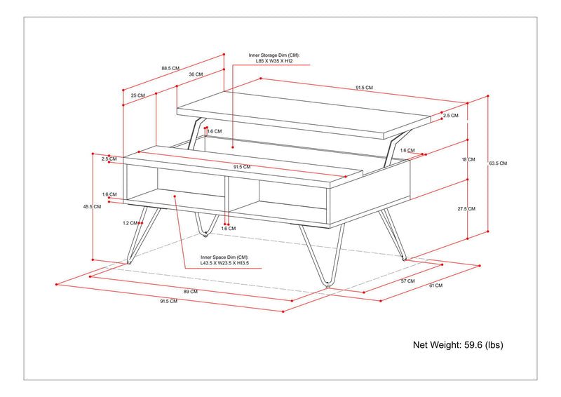 Hunter - Handcrafted Lift Top Coffee Table - R&R Furniture Gallery (Fountain Valley, CA)