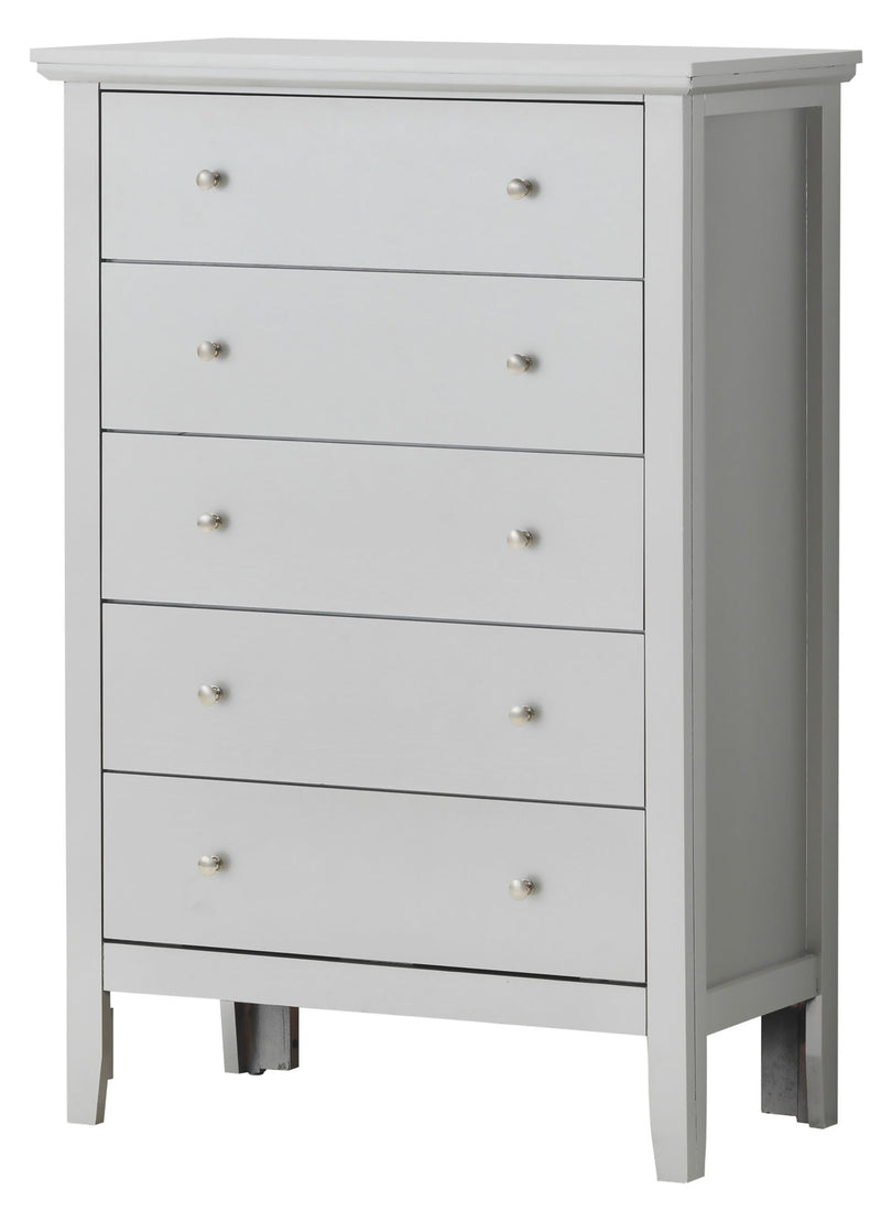 Glory Furniture Primo accent chest with a sleek wooden finish, featuring modern design and storage drawers.