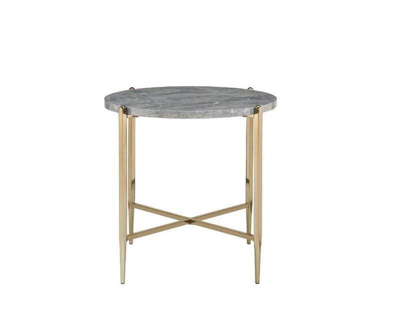 Tainte - End Table - Faux Marble Top & Champagne - R&R Furniture Gallery (Fountain Valley, CA)